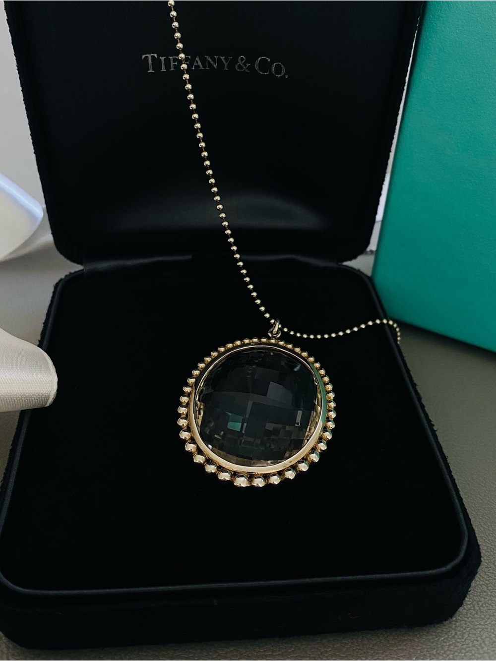 🩵💙💚Authentic Tiffany & Co. Ziegfeld Collection Oval Rock Crystal Necklace